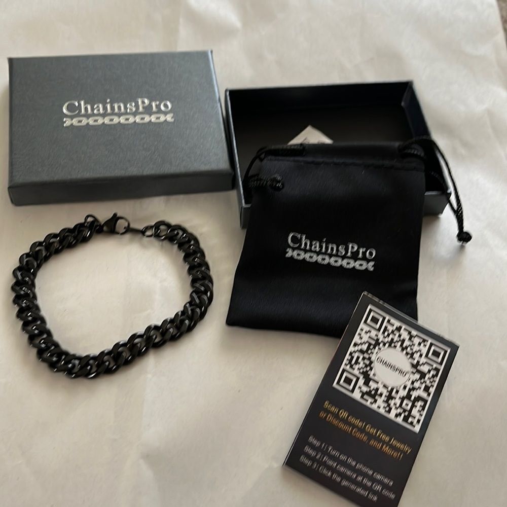 Mens Black Chain Bracelet